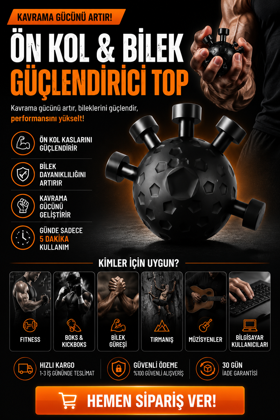 GripForce Pro™ Ön Kol, Bilek ve Parmak Güçlendirici